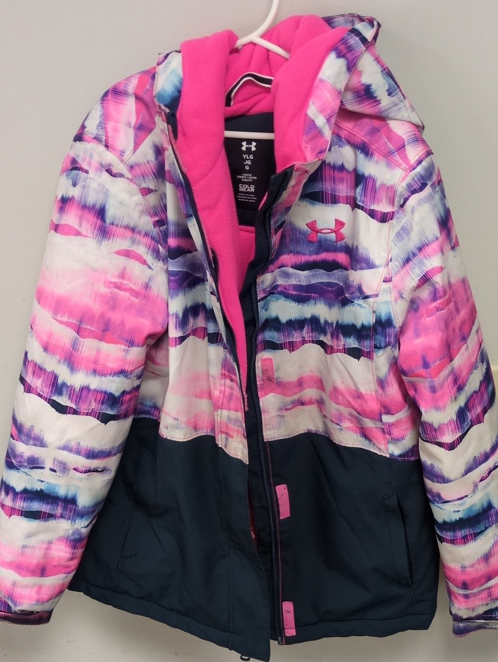 Under Armour Girls Pink, Purple & Navy Hooded Puffer Jacket